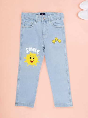 Image of KiddoPanti Boys Regular Fit Denim Pant | Stretch Poly Cotton Denim | Regular Fit Full Length Pant | Back Elasticated & Button with Zip Open Fly