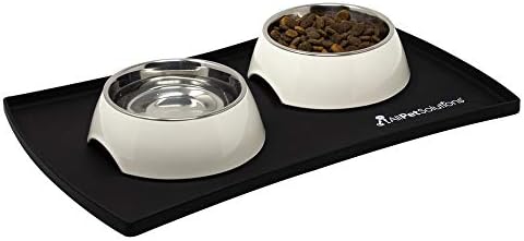AllPetSolutions Dog Puppy Cat Food Bowl Silicone Mat Non Slip Washable Placemat (S, Navy)