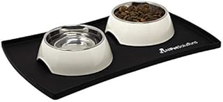 AllPetSolutions Dog Puppy Cat Food Bowl Silicone Mat Non Slip Washable Placemat (S, Navy)