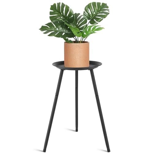Tall Plant Stand Indoor, Metal Mid Century Indoor Plant Stands, Adjustable Height Plant Table for Flower Pots, Stable Plant Holder with Raised Design, Small Side End Table Black, 11.6"x20.6"