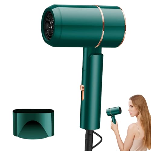Hair Dryer Travel, 800W Foldable Travel Hair Dryer, Small Travel Hairdryer with Heating and Cool Button, Fast Drying Ionic hairdryer for Women, Men (Green)