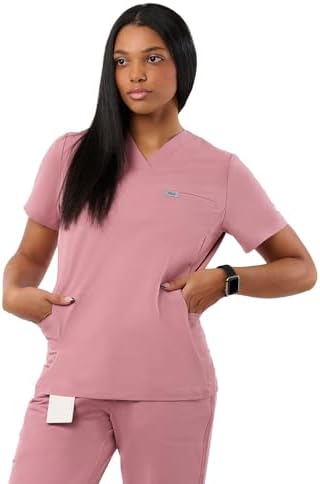 Peelz Natalie 4-Pocket V-Neck Scrub Tops for Women - Soft Stretch Fabric Scrubs, Women's Scrub Top, Slim Fit