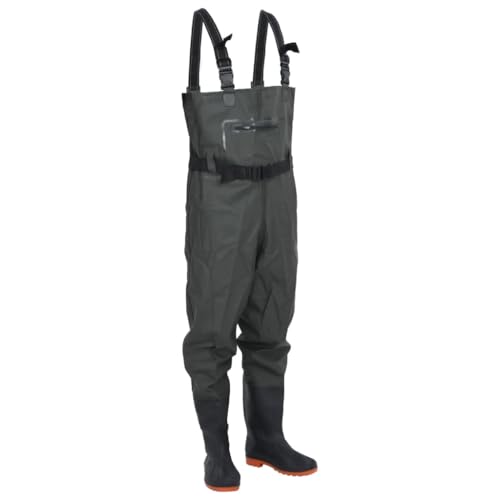 vidaXL Wader con Stivali e Cintura Verde Scuro Taglia 46, Wader con Stivali, Stivali Alti Fino al Petto, Stivali per la Pesca, Pantaloni da Pesca