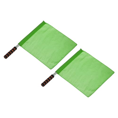M METERXITY 2 Pack Referee Flag - Stainless Steel Pole with Sponge Handle, Apply to Various Sports Games/Football Matches (Green)
