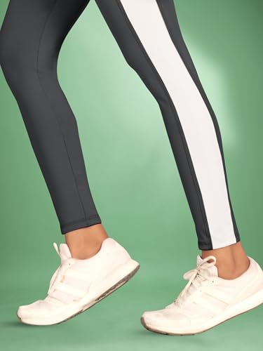 Image of Women's Polyester Blend Yoga Pants with High Rise Waist Stretch Fit Design Side Patti Slim Fit Style and Standard Length | Workout Track Pants | Joggers for GymRunning | Sports Top