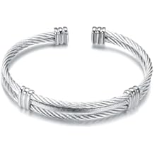 Kim Carrey Solid Pure Silver Mens Bracelets | S925 Understated Bracelet | Fine Mens Open Bangle | Men Jewelry Gift 2 Layers Twist