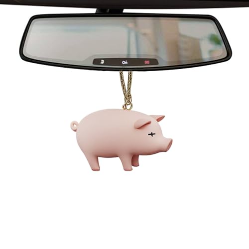 UDIYO Cute Pig Pendant Car Interior Decoration Funny Color-Changing Roasted Suckling Pig Charm Auto Rearview Mirror Pendant Car Accessory Pig