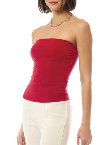 Image of MixMatchy Women's Stretchy Strapless Tube Top Y2K Bandeau Top
