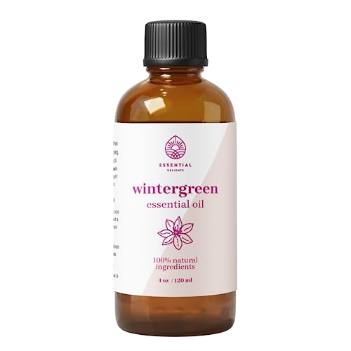Wintergreen Essential Oil by Essential Delights - Premium Grade 100% Undiluted Essential Oil | for Aromatherapy Soaps Lotions & Candles | Vegan & Cruelty Free (4 Fl Oz)
