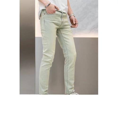 Men's Retro Mud-Color Thin Stretch Slim Fit Skinny and All-Matching Nostalgic Long Jeans4