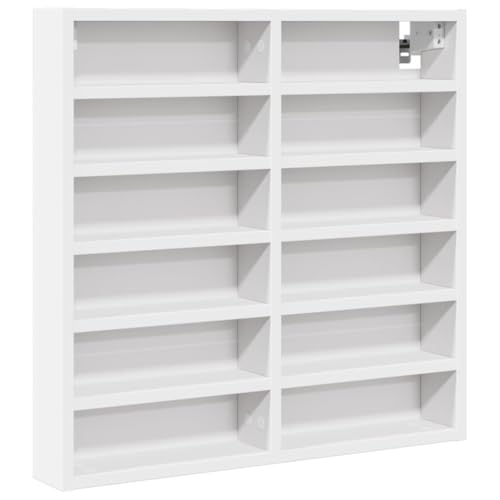 VidaXL Vetrine - Scaffale sospeso in legno ingegnerizzato bianco, design elegante, 12 ripiani, 60 x 8,5 x 58 cm
