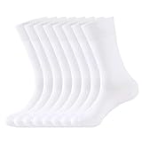 WANDER Men's Solid Dress Socks Cotton Men 8 Pairs Trouser Thin Classic Socks (Shoe Size:9-12, 8 Pairs White)