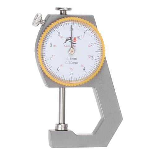QUARKZMAN Esfera Grosor Calibre 0-20mm | 0.01mm Mecánico Grosor Probador Calibre Plana Cabeza para Medida Cuero, Papel, Chapa Metal