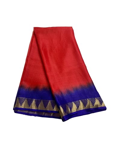 Image of Women's Bhagalpuri Pure Kota Doria Silk Net Saree With Temple Zari Border and Running Blouse Piece