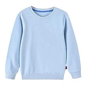 IESSRA Boys Girls Crewneck Sweatshirts Toddler Baby Sweatshirt Solid Cotton Soft Long Sleeve Active Pullover Tshirts