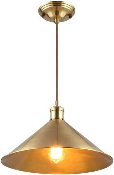 Simple petit lustre suspension luminaire laiton brossé 1 lumière salle à manger