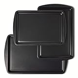 Amazon Basics Antihaft-Backbleche 3-Teiliges Set, Stapelbar, Spülmaschinen- und Ofenfest