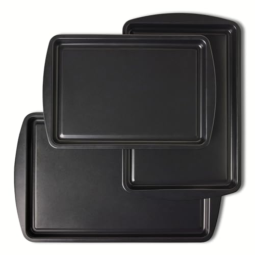 Amazon Basics Antihaft-Backbleche 3-Teiliges Set, Stapelbar, Spülmaschinen- und Ofenfest Amazon Basics Antihaft-Backbleche 3-Teiliges Set, Stapelbar, Spülmaschinen- und Ofenfest