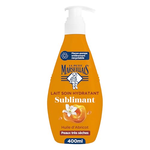 Le Petit Marseillais – Lait Soin Hydratant Nacré Sublimant (Flacon-Pompe de 400 Ml) – Lait Corps pour Peaux Très Sèches Confort 24H – Lait Corporel à...