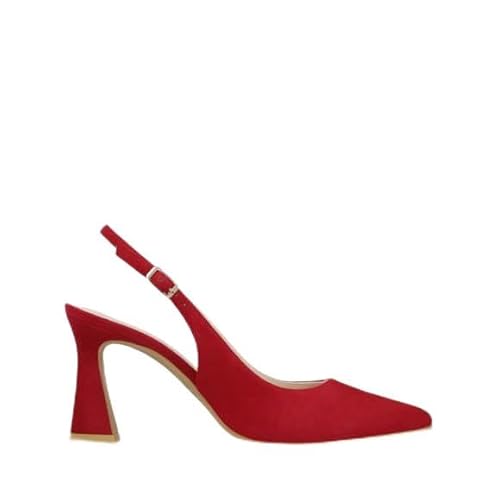 Lodi Zapatos de Salón para Mujer. Diseño Sencillo y Elegante. Destalonados en Ante con Tacón Geométrico de 7.5 cm. Cierre con Hebilla Metálica. Punta Afilada. Serie RISEDIS. Color Rojo Lodi Zapatos de Salón para Mujer. Diseño Sencillo y Elegante. Destalonados en Ante con Tacón Geométrico de 7.5 cm. Cierre con Hebilla Metálica. Punta Afilada. Serie RISEDIS. Color Rojo