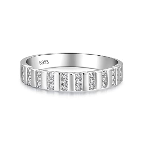 Banemi Anillos Plata 925, Anillo Vintage Mujer de Zirconia Cúbica Pareja de Regalo de Anillo de Aniversario 15