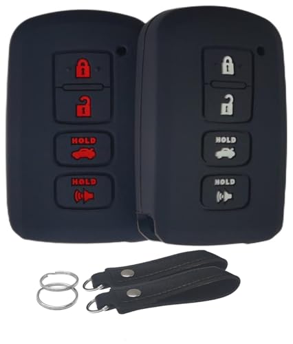 Coque en silicone pour clé Toyota à 4 boutons compatible Avalon Camry Corolla RAV4 noir et rouge