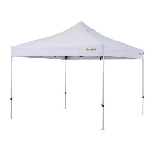 OZtrail Commercial Deluxe Gazebo, 3.0 m - Hydroflow Anti-ponding Bars, 600 Denier White Canopy, Durable Wheeled Carry Bag, Ideal for Market, 32mm Powder Coated Steel Frame