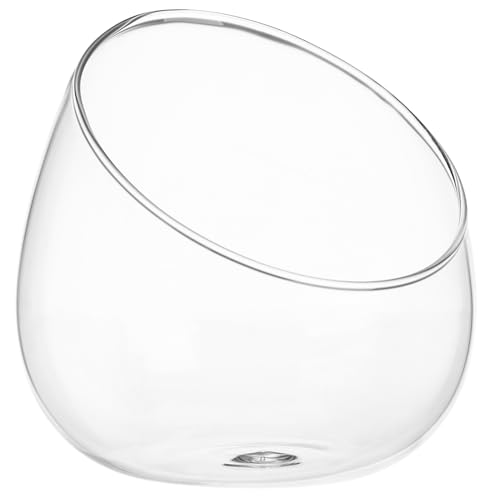 Cuenco de cristal de corte inclinado, jarrón redondo transparente, terrario, orbe, plato de , frasco de flores, contenedor floral para decoración del hogar y la oficina