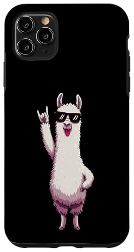 Cool Llama Tongue Out Rock Sign �A�j�}���O���t�B�b�N�T���O���X �X�}�z�P�[�X iPhone 11 Pro Max �p