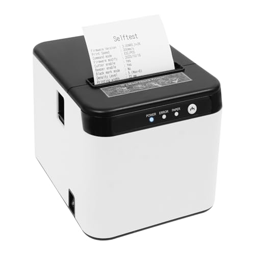 YyanLAK Impresora de recibos, 12,8 x 17,3 x 12,7 cm, impresora térmica para recibos, impresora térmica, para tiendas minoristas, tiendas de comestibles, tiendas de ropa (blanco)
