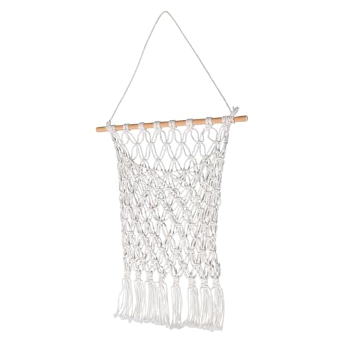 Cabilock Hanging Woven Cotton Rope Storage Net Bag Wall Mounted Organizer for Room Stylish and Book Holder Efficient Space Saver for Nursery Decor Easy Item Identification