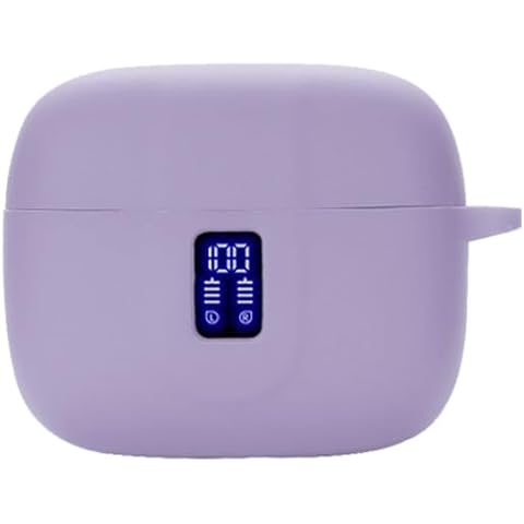 smaate Earbuds Case Compatible with TAGRY X08 Wireless Headphone, Silicon Protective Cover with Keychain, with Window for LED Display (Purple) Cover