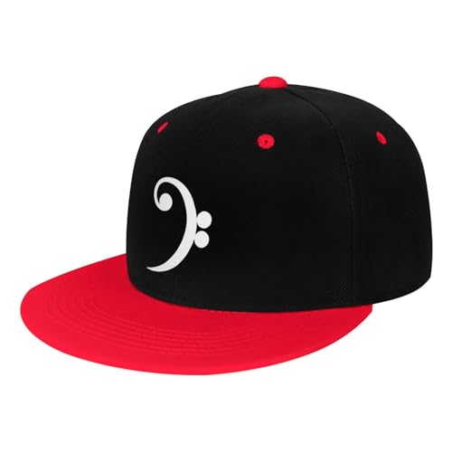 Bass Clef Music Logo Snapback Hat Kids Fashion Hip Hop Adjustable Flat Bill Hat Red