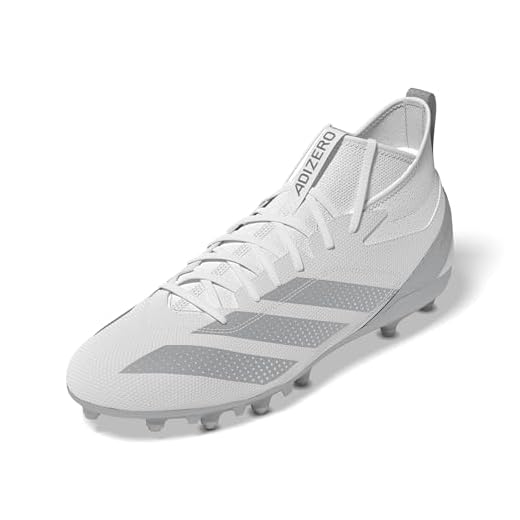 adidas Men's Adizero Impact.2 American Football, White/Silver Metallic/White, 10.5