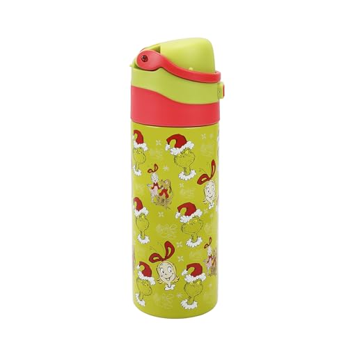 Image of The Grinch & Cindy-Lou Who All-Over Print Green 24 Oz Stainless Steel Water Bottle