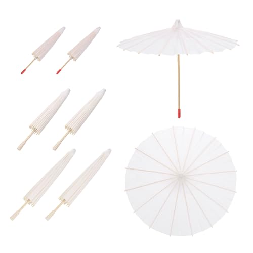 QUARKZMAN 6 paraguas de papel, 20 cm/30 cm/40 cm, paraguas de papel para manualidades, para accesorios de fotografía, fiestas, bodas, decoración, color blanco