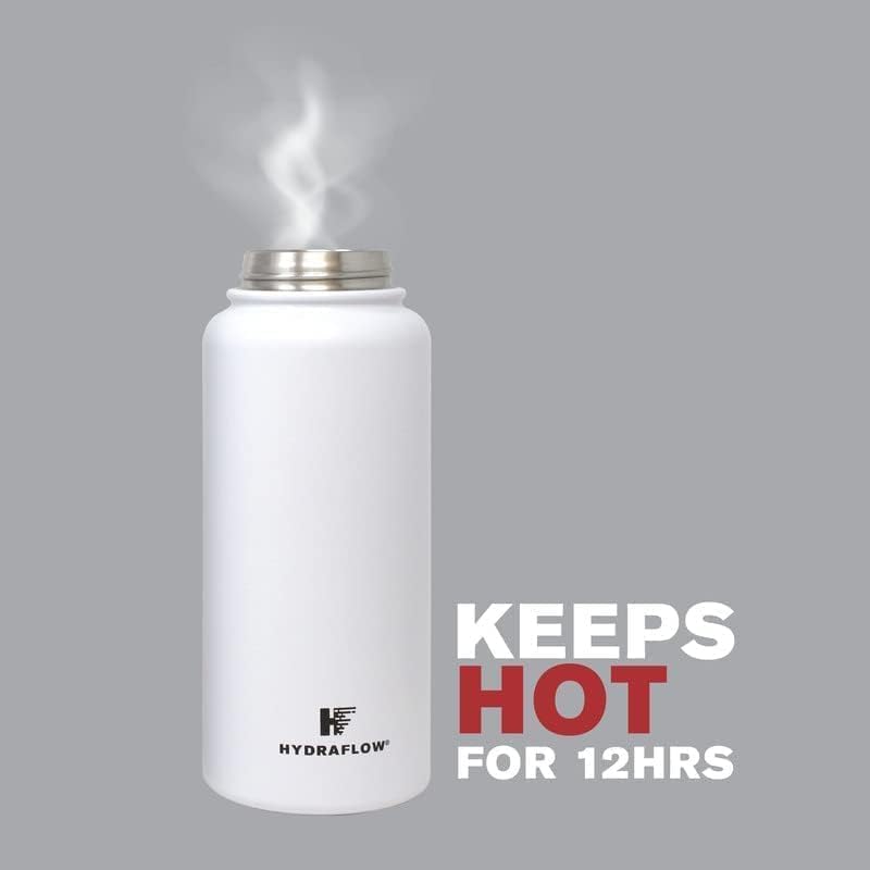Miniatura 7 de Hydraflow Hybrid - Botella de agua de triple pared aislada al vacío con pajilla abatible (34 onzas, caqui), termo de metal de acero inoxidable, a