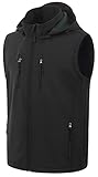 CREATMO US Men's Ultralight Rain Shell Vest Jacket Windproof Outerwear Sleeveless Vest With Removable Hood Grey S