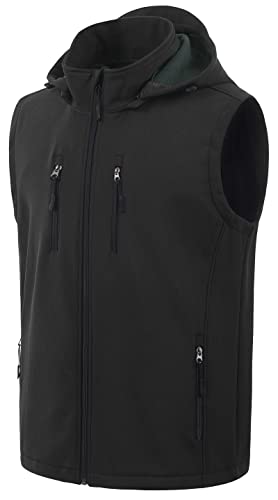 Image of CREATMO US Men's Casual Lightweight Warm Thin Outerwear Vest Windbreaker Sleeveless Jacket With Removable Hood