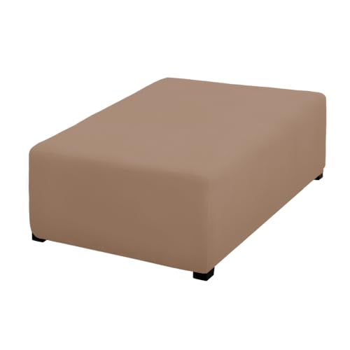 Image of PureFit Super Stretch Form Fit Ottoman Cover Rectangle - Ottoman Slipcovers for Foot Stool Cover & Folding Storage Slipcover for Living Room with Nonslip Elastic Bottom (Medium-L, Camel)