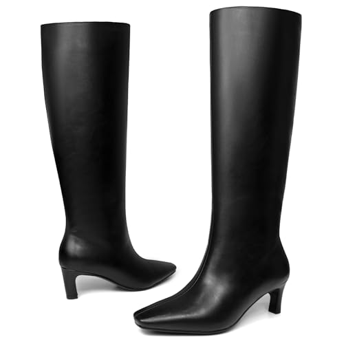 Knee High Boots Women Pointed Square Toe Tall Boots low kitten Heel Long boots4