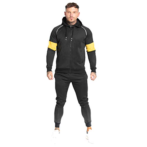GINGTTO Mens Track Suits 2 Piece Joggers Sweatpants Athletic Sweatsuit for Men Black