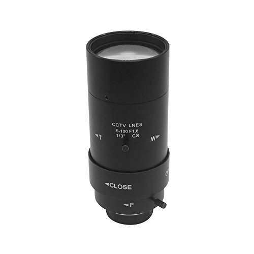 OWSOO Lens,5-100mm CCTV Lens,CS F1.8 Lens,1/3" Manual Iris & Focal Length Lens,Varifocal Zoom CS-Mount Lens for Security CCTV Camera