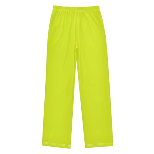 ZZXXB Bright Yellow Boys Long Pants Soft Trousers Elastic Waist Kids Lounge Bottoms with Pockets S-XL