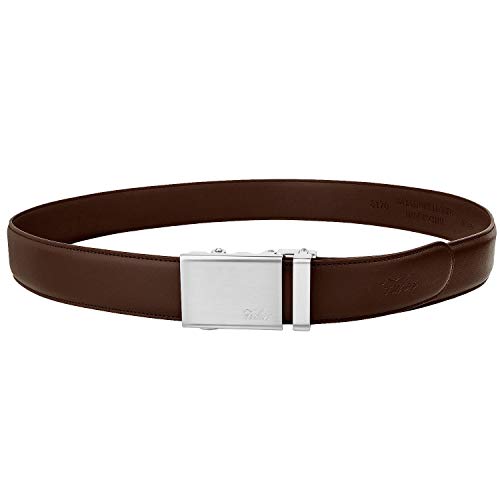 Image of Falari Men Unisex Genuine Leather Ratchet Dress and Casual Belt, Automatic Sliding Buckle, Trim to Fit