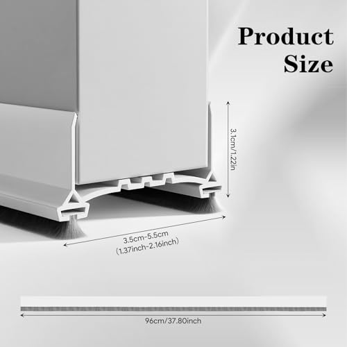 COEKI Türdichtung Dichtungsband für Türen Weiß, Türdichtung mit Doppelseitigen Bürste, Zugluftstopper für Türen Selbstklebend Türdichtung unten Zuschneidbare