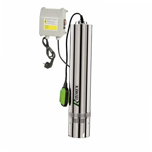 Ribiland 07366 - Pompe de Puits Profond - 750 Watts - En Inox - Débit Maxi 7800 l/h - Profondeur d'immersion Max 15 m
