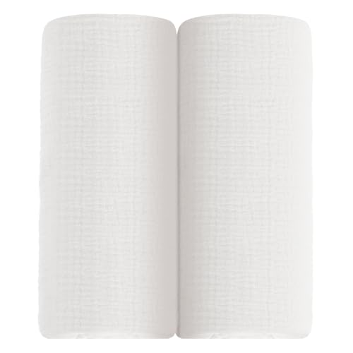 Image of meowcards Muslin Swaddle Blankets for Baby, Unisex Baby Boys Girls Essentials, Large 47 x 47 inches, Boho Receiving Blankets Newborn Registry Must Haves (White-White, Printed)
