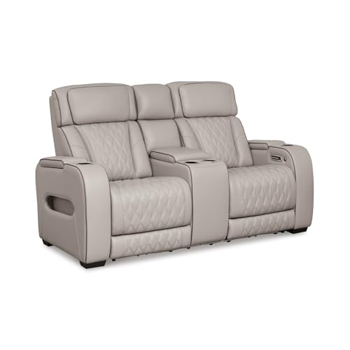 Signature Design by Ashley Power Reclining Loveseat with Console, Gray - image 1