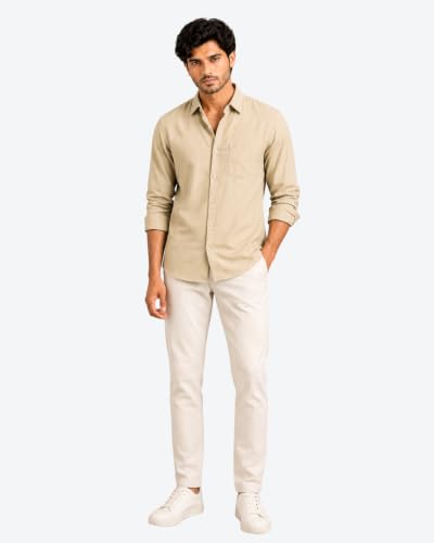 Image of Arvest Men's Solid Linen Casual Shirt | Regular Fit | Breathable | Full Sleeve